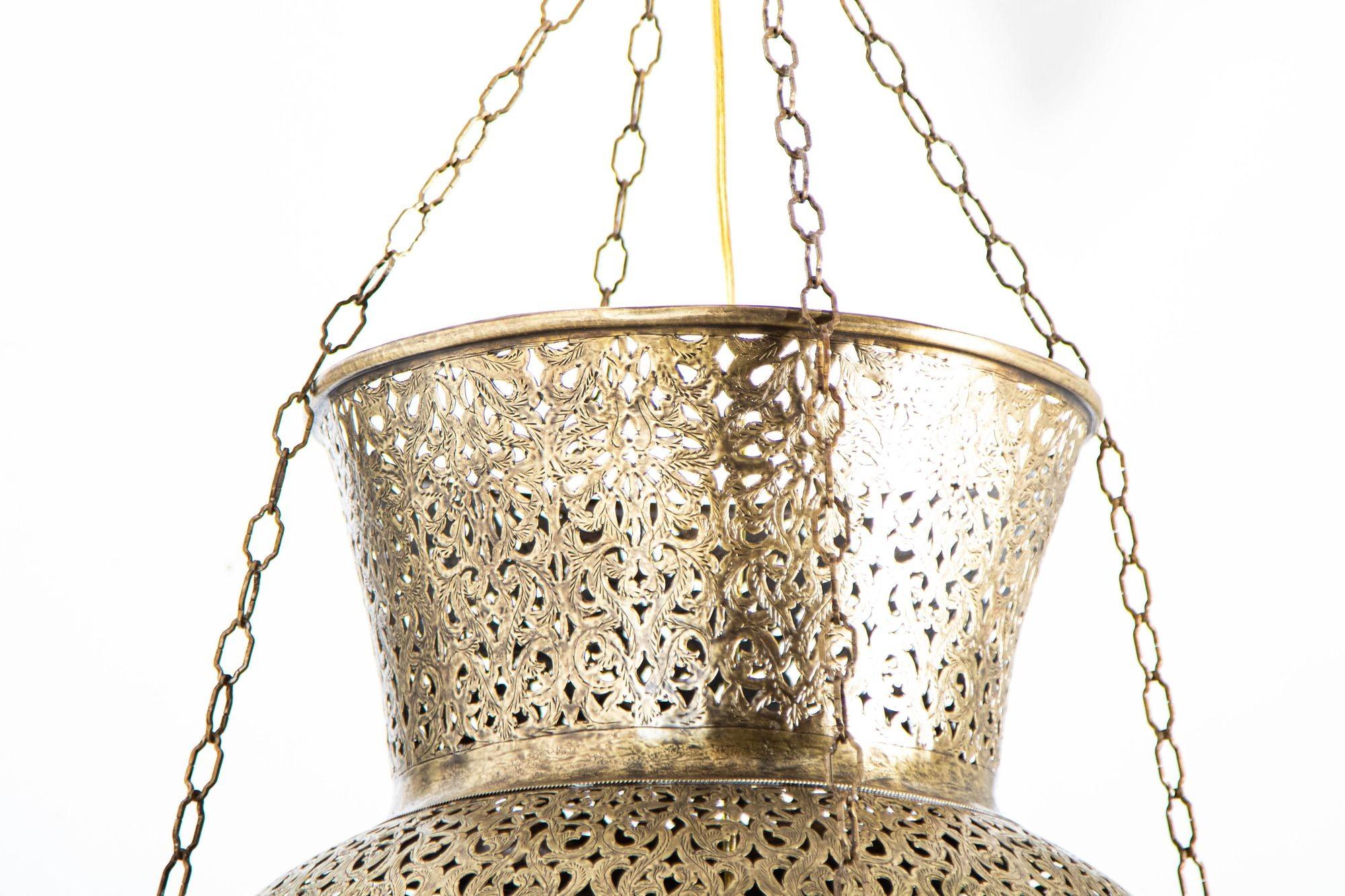 Moroccan Brass Chandelier Pendant Light Fixture Granada Moorish Style 2