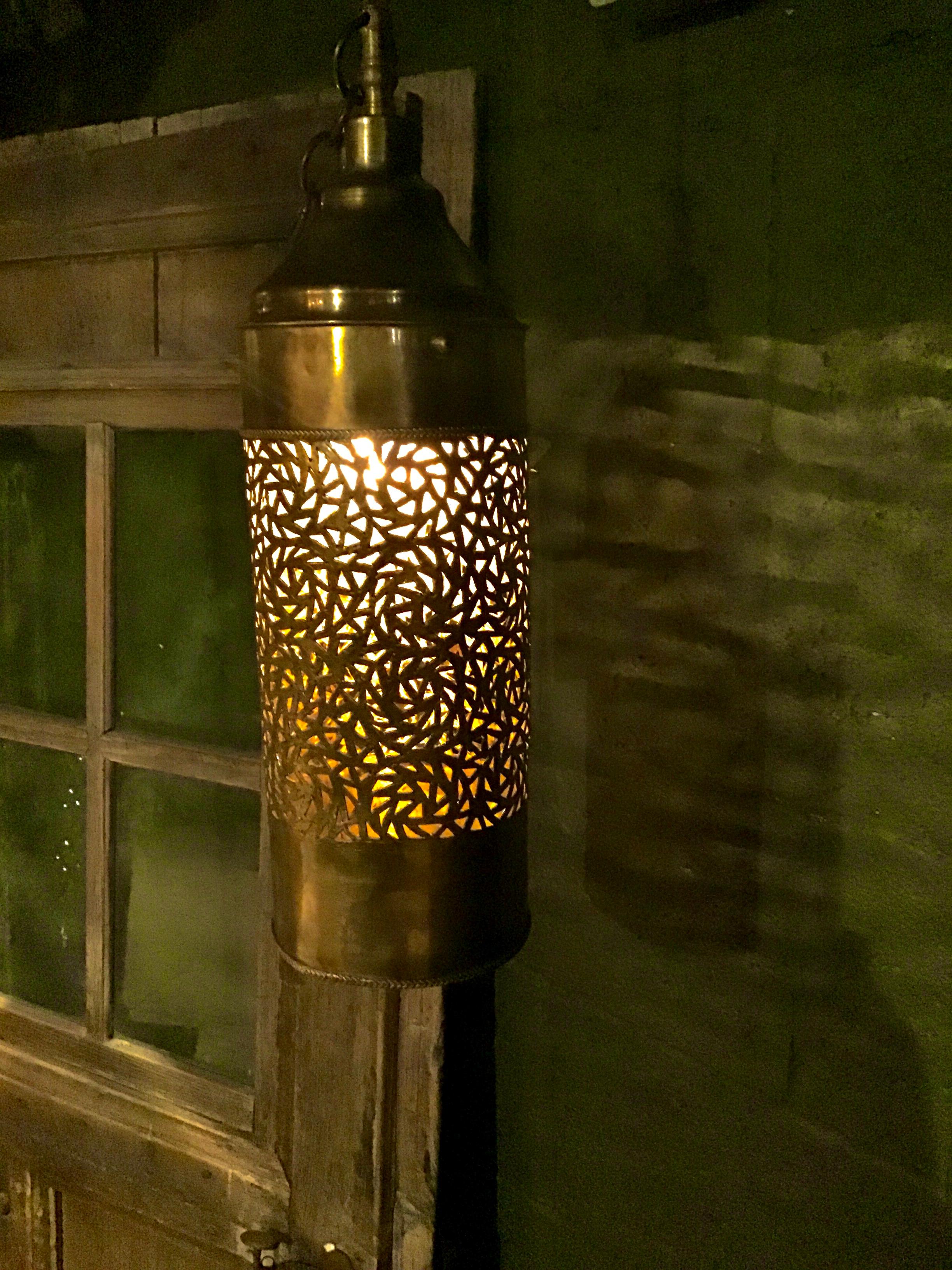 Moroccan Brass Cylinder Pendant In Good Condition In Los Angeles, CA