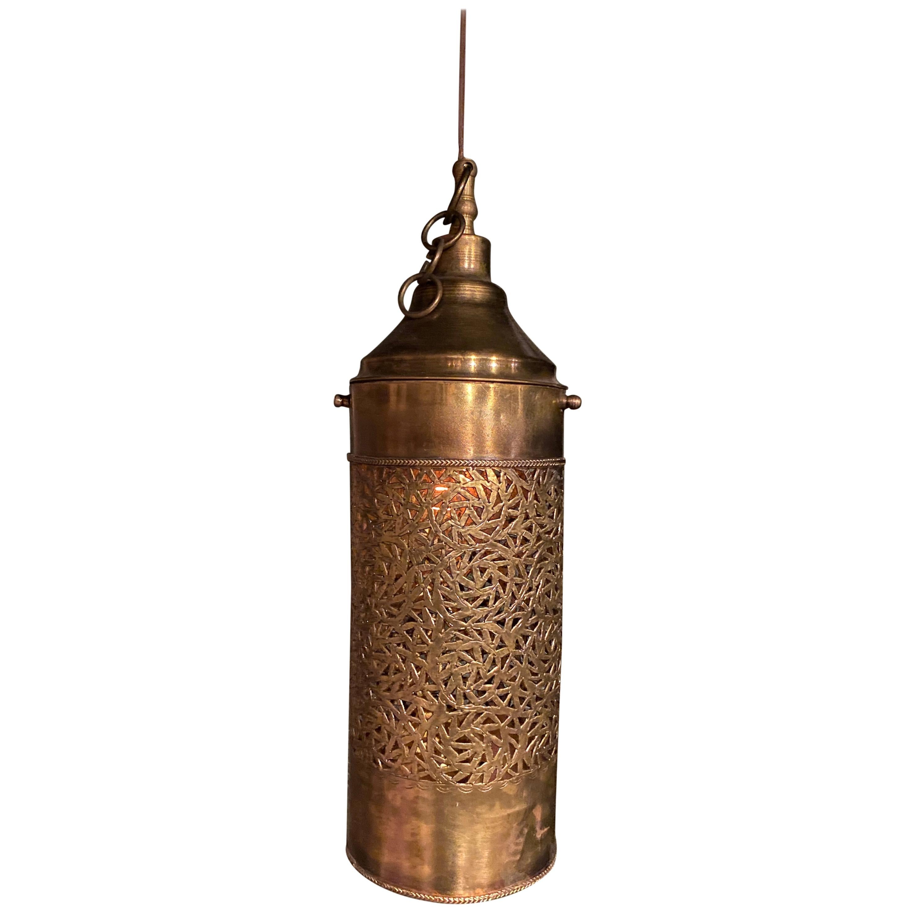 Moroccan Brass Cylinder Pendant