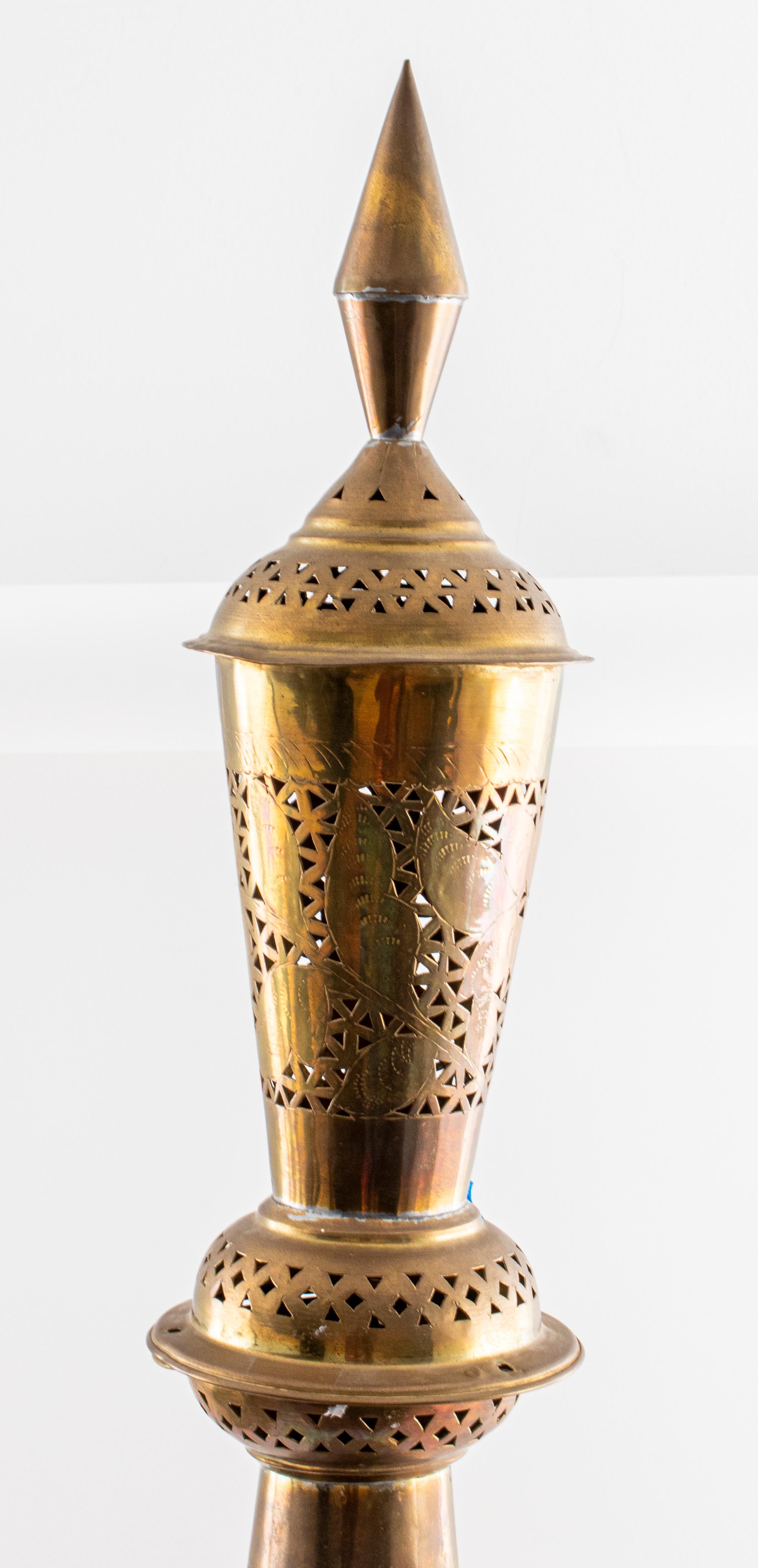 Moroccan Brass Floor Lamp In Good Condition In New York, NY