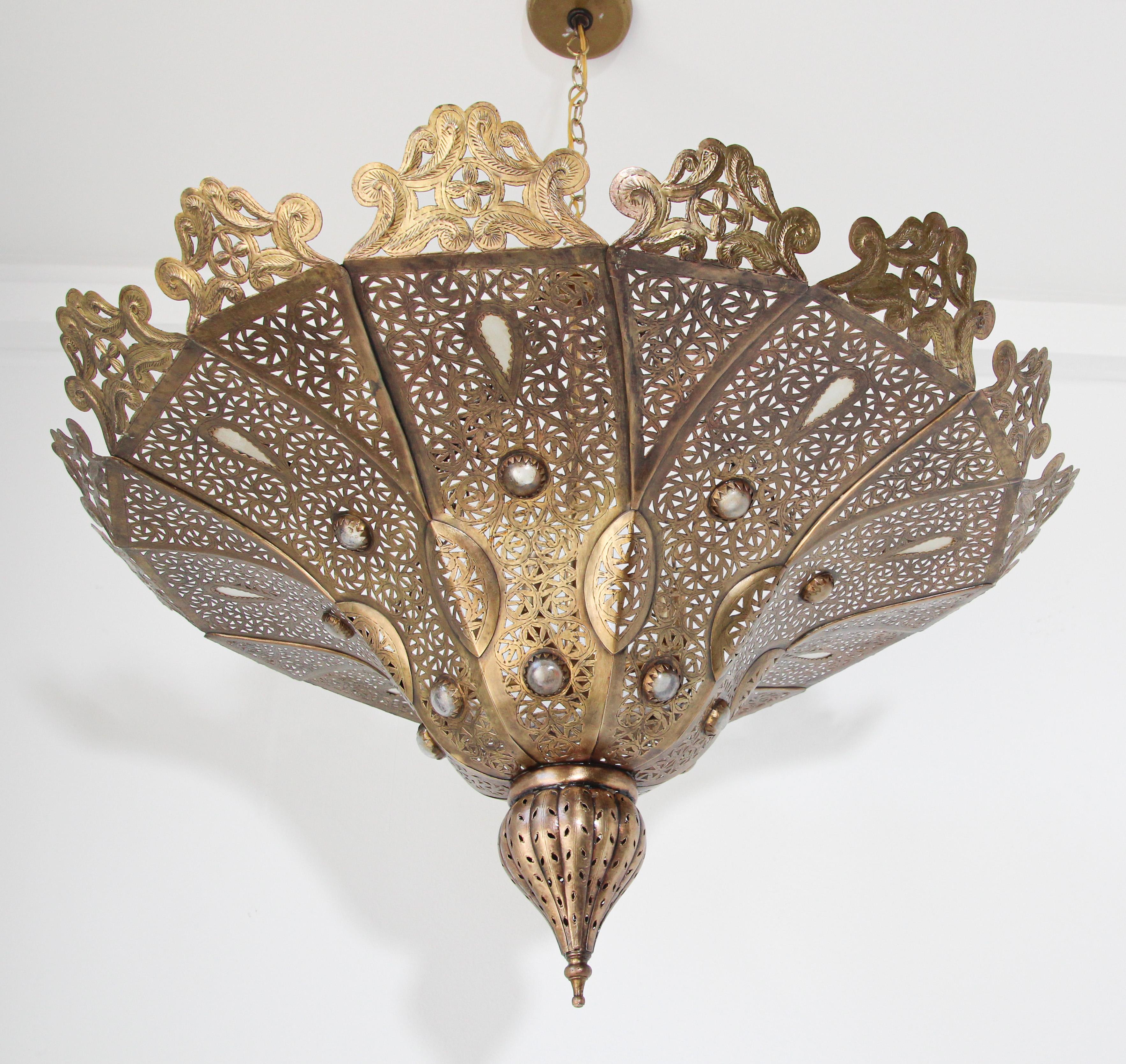 Moroccan Brass Pasha Chandelier For Sale 7