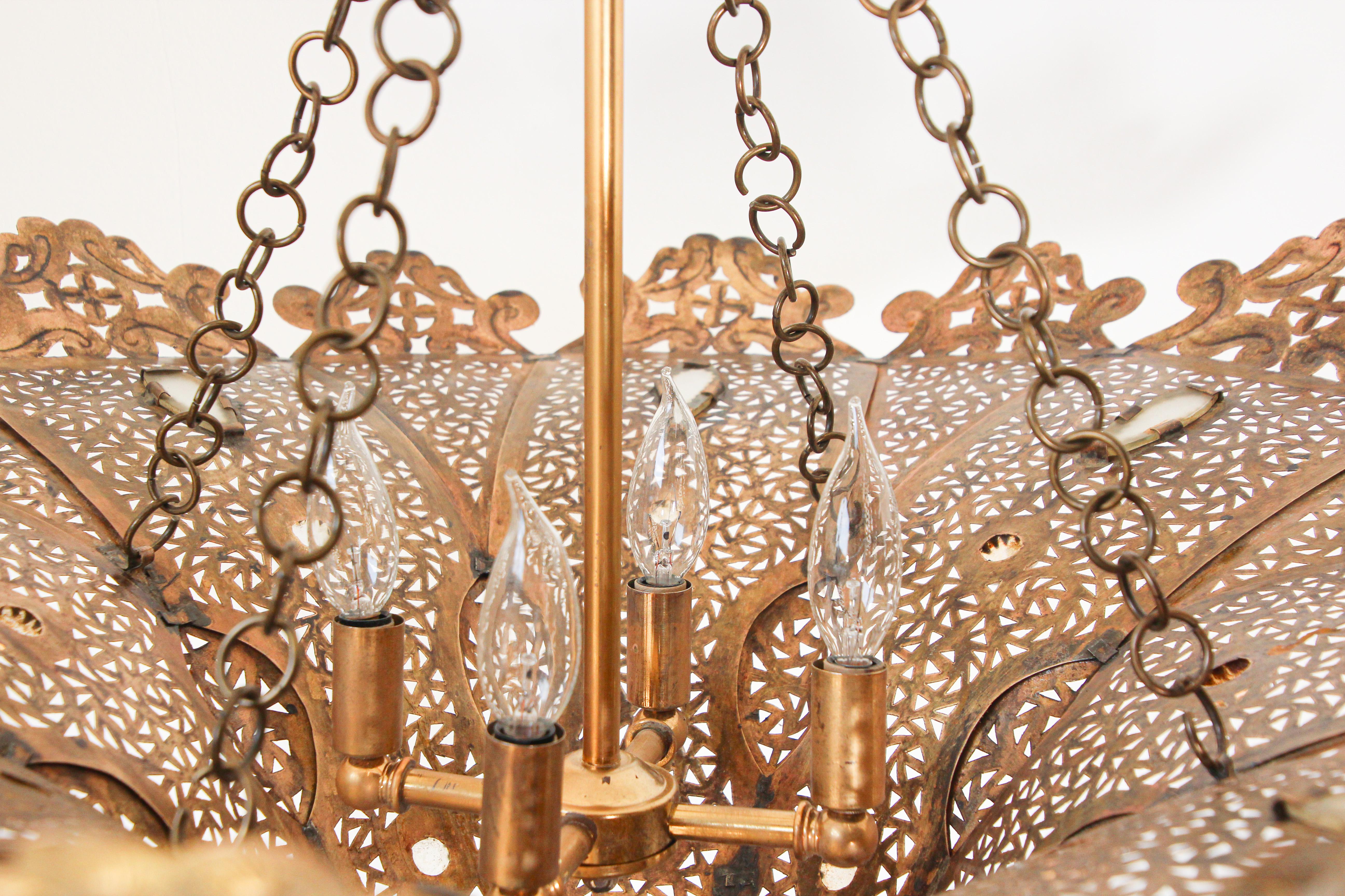 Polished Moroccan Brass Pasha Chandelier For Sale