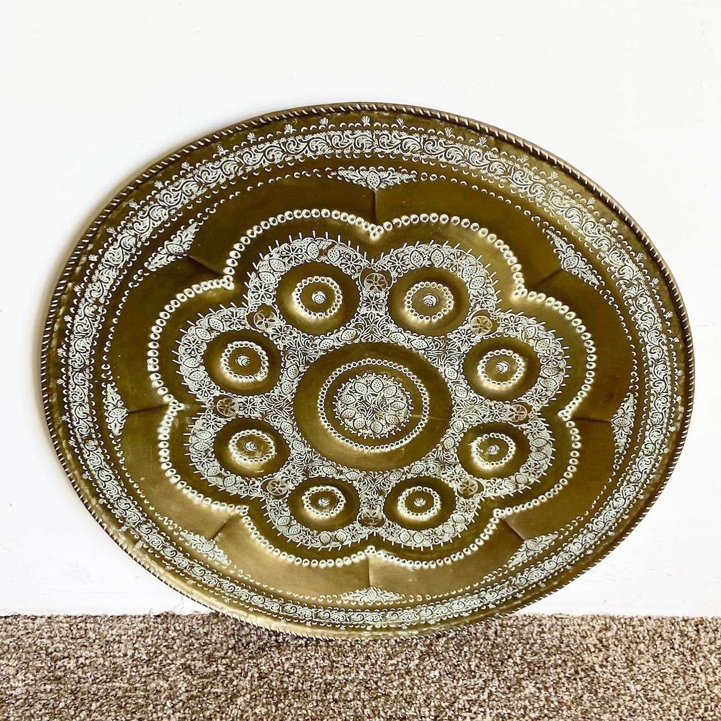 Moroccan Brass Serving Platter/Plate For Sale 1