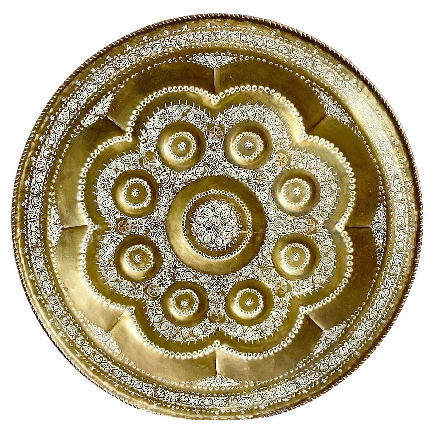 Moroccan Brass Serving Platter/Plate For Sale
