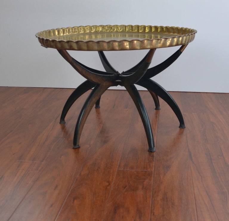 Moroccan Brass Tray Coffee Table For Sale at 1stDibs