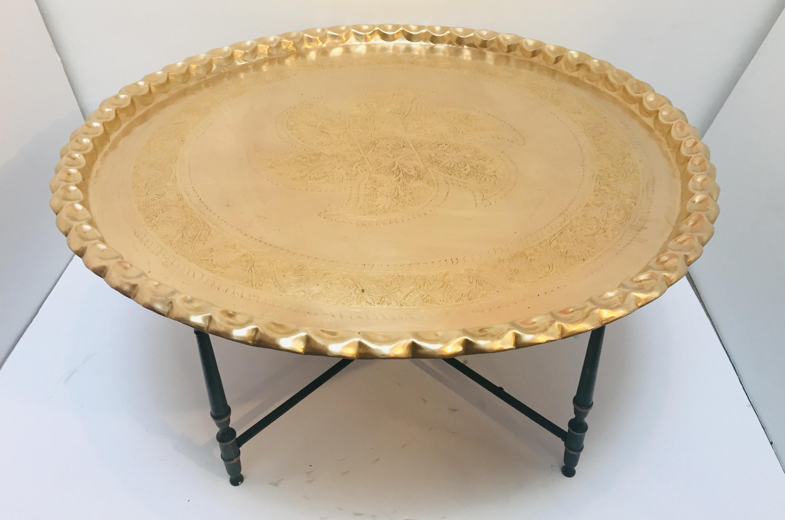 moroccan brass tray table stand