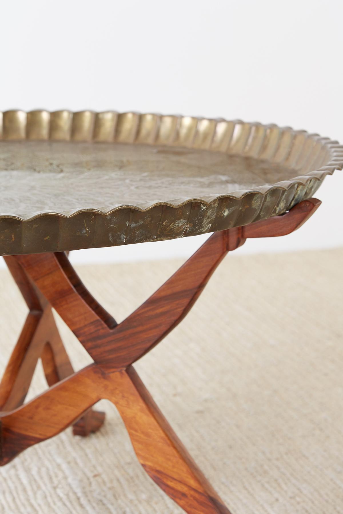 Moroccan Brass Tray Table with Figural Arms and Legs 2