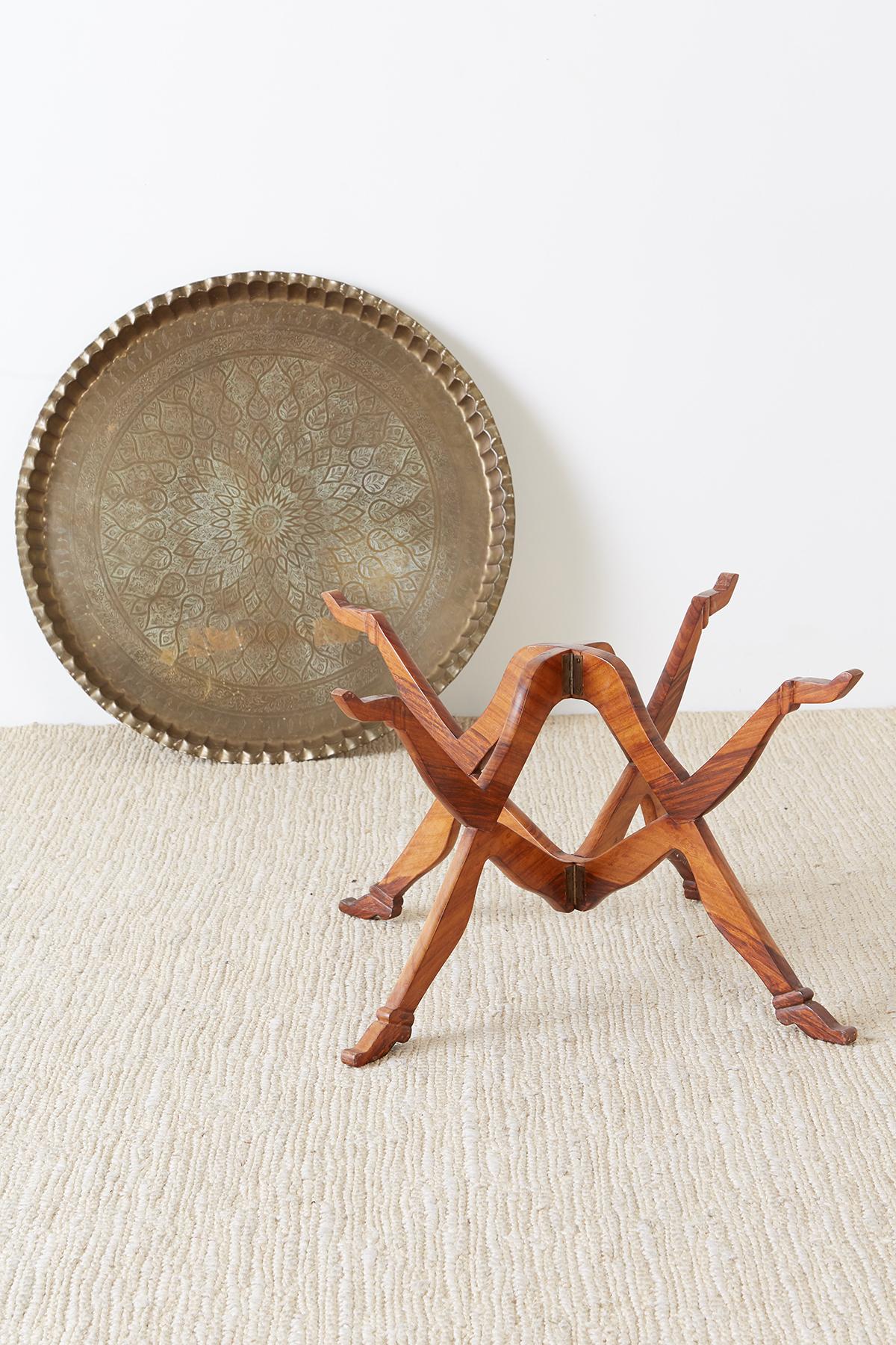 Moroccan Brass Tray Table with Figural Arms and Legs 6