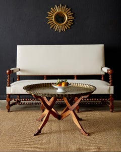 Moroccan Brass Tray Table with Figural Arms and Legs