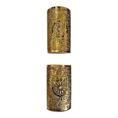 Moroccan Brass Wall Lantern or Sconce Handmade in Gold Toned, a Pair