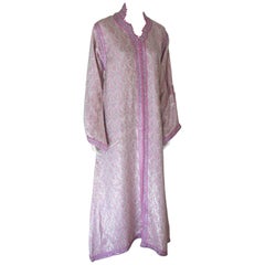 Moroccan Brocade Caftan Brocade with Pink and Silver Trim