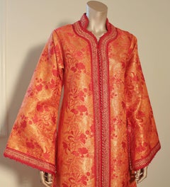 Moroccan Brocade Caftan Maxi Dress 1970 Kaftan Size S to M