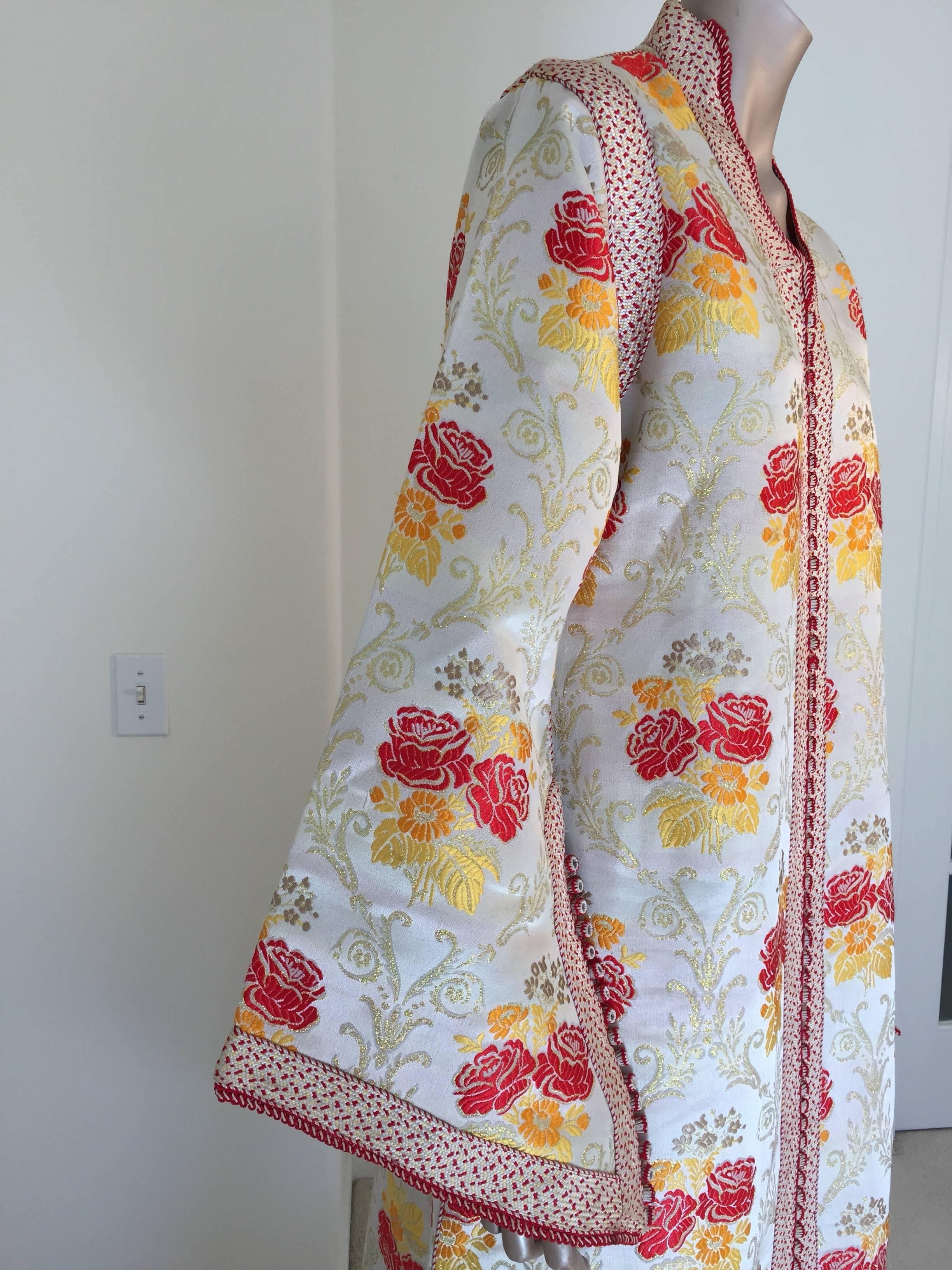 Moroccan Brocade Caftan Maxi Dress Kaftan Handmade in Morocco Africa In Good Condition For Sale In North Hollywood, CA