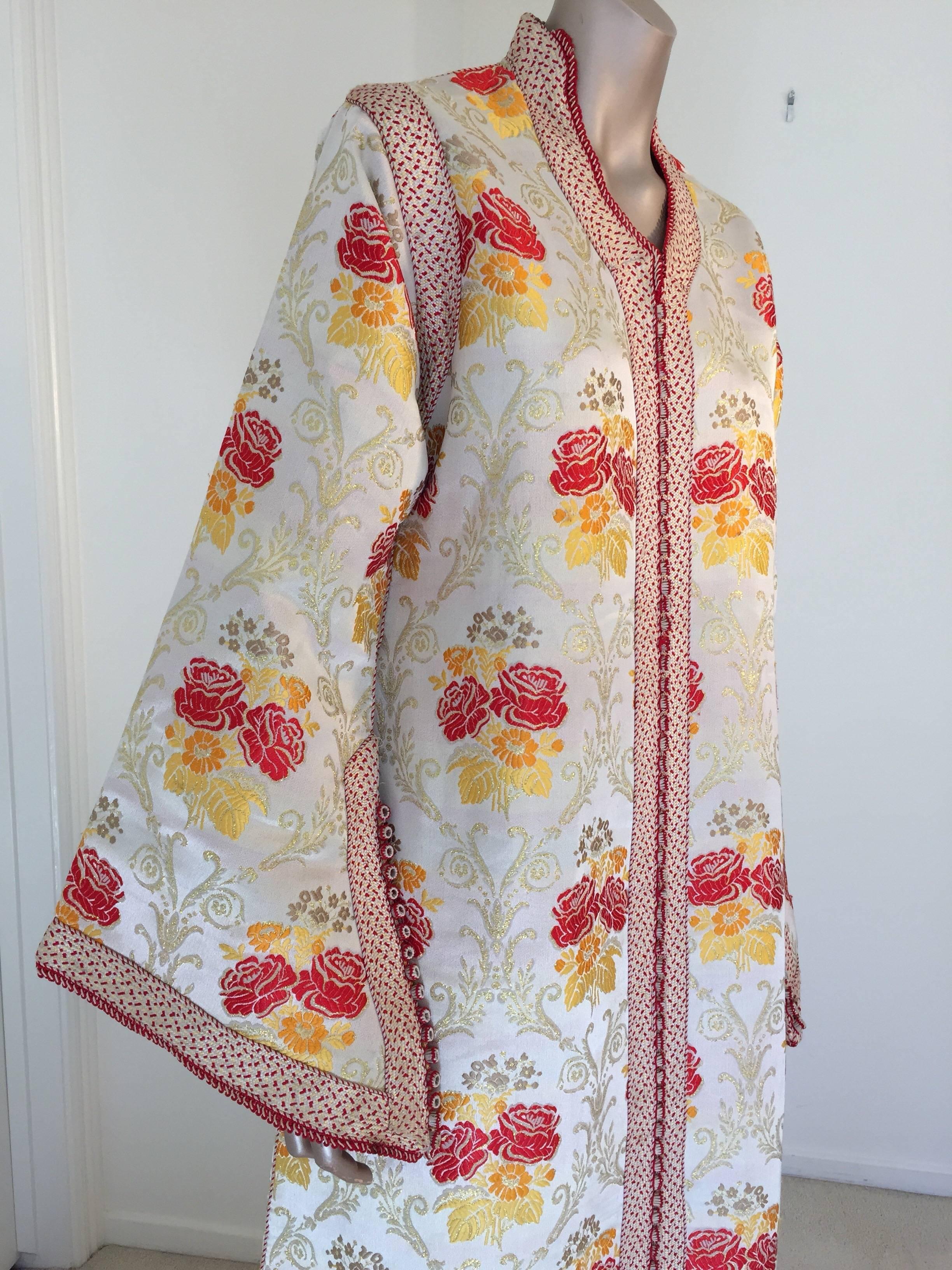 Moroccan Brocade Caftan Maxi Dress Kaftan Handmade in Morocco Africa For Sale 2