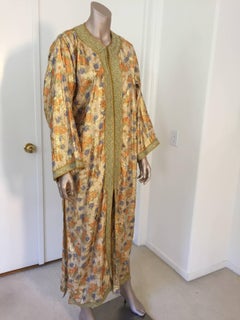 Moroccan Brocade Floral Kaftan Gown Maxi Dress