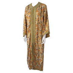 Vintage Moroccan Brocade Floral Kaftan Gown Maxi Dress