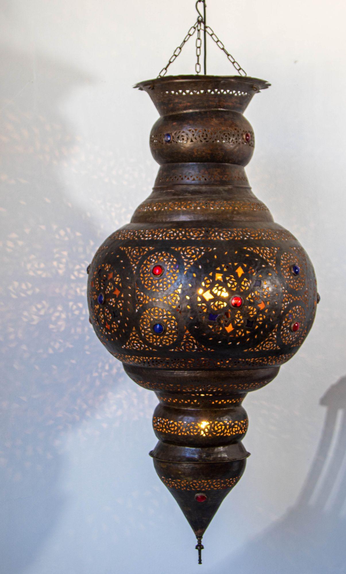 Lampadario moresco in bronzo marocchino in vendita 8