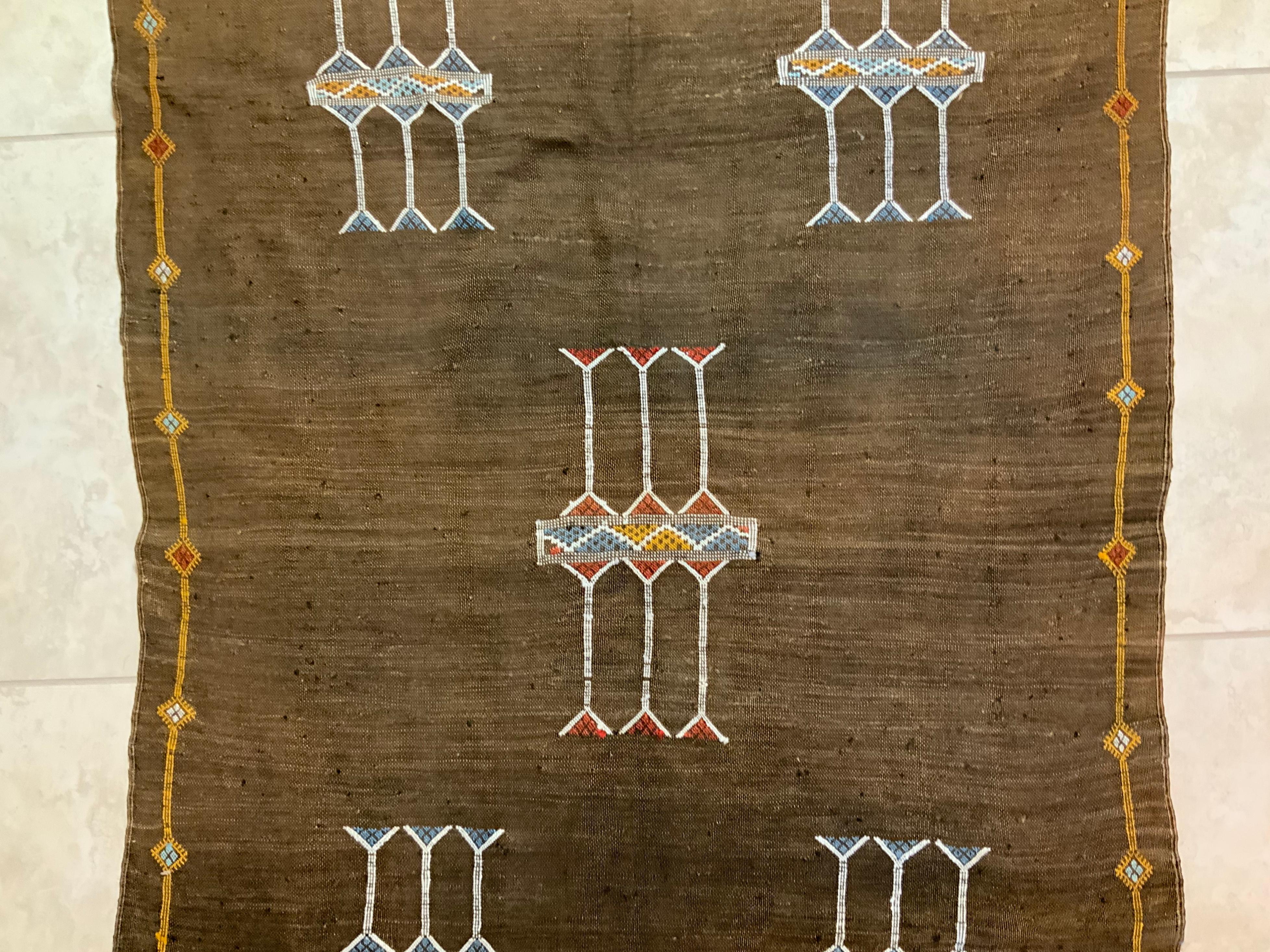 Contemporary Moroccan Cactus Silk Flat-Weave Kilim Rug