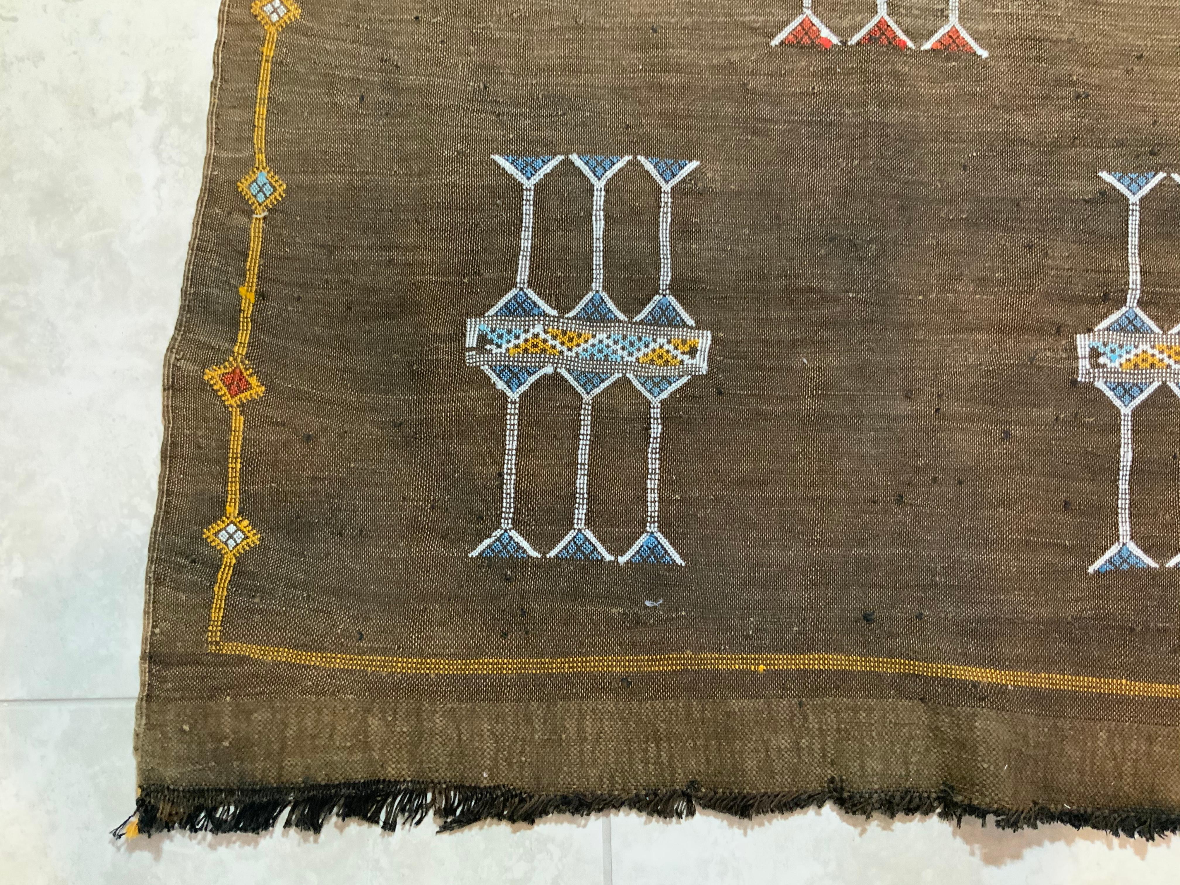 Moroccan Cactus Silk Flat-Weave Kilim Rug 2