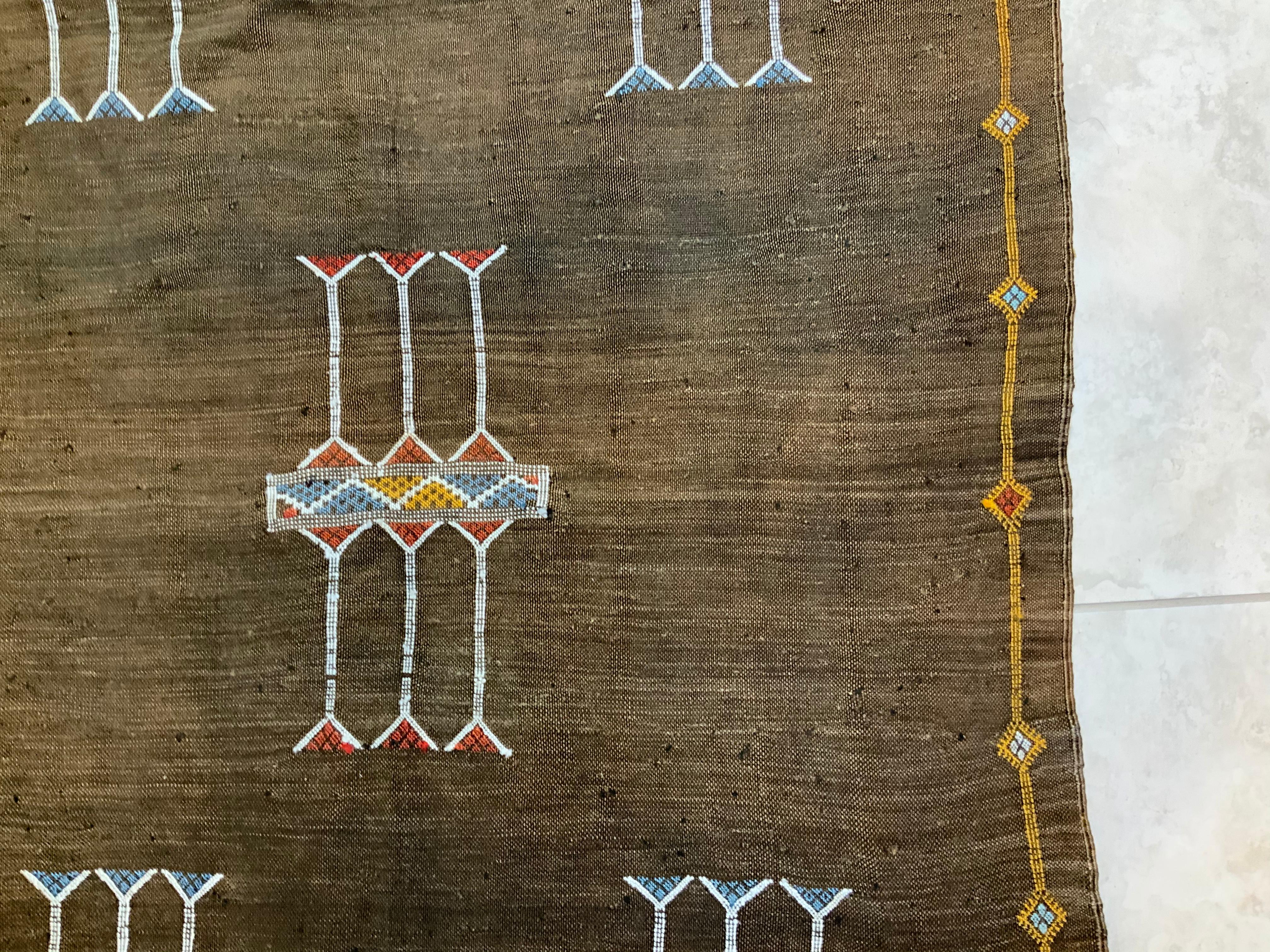 Moroccan Cactus Silk Flat-Weave Kilim Rug 4
