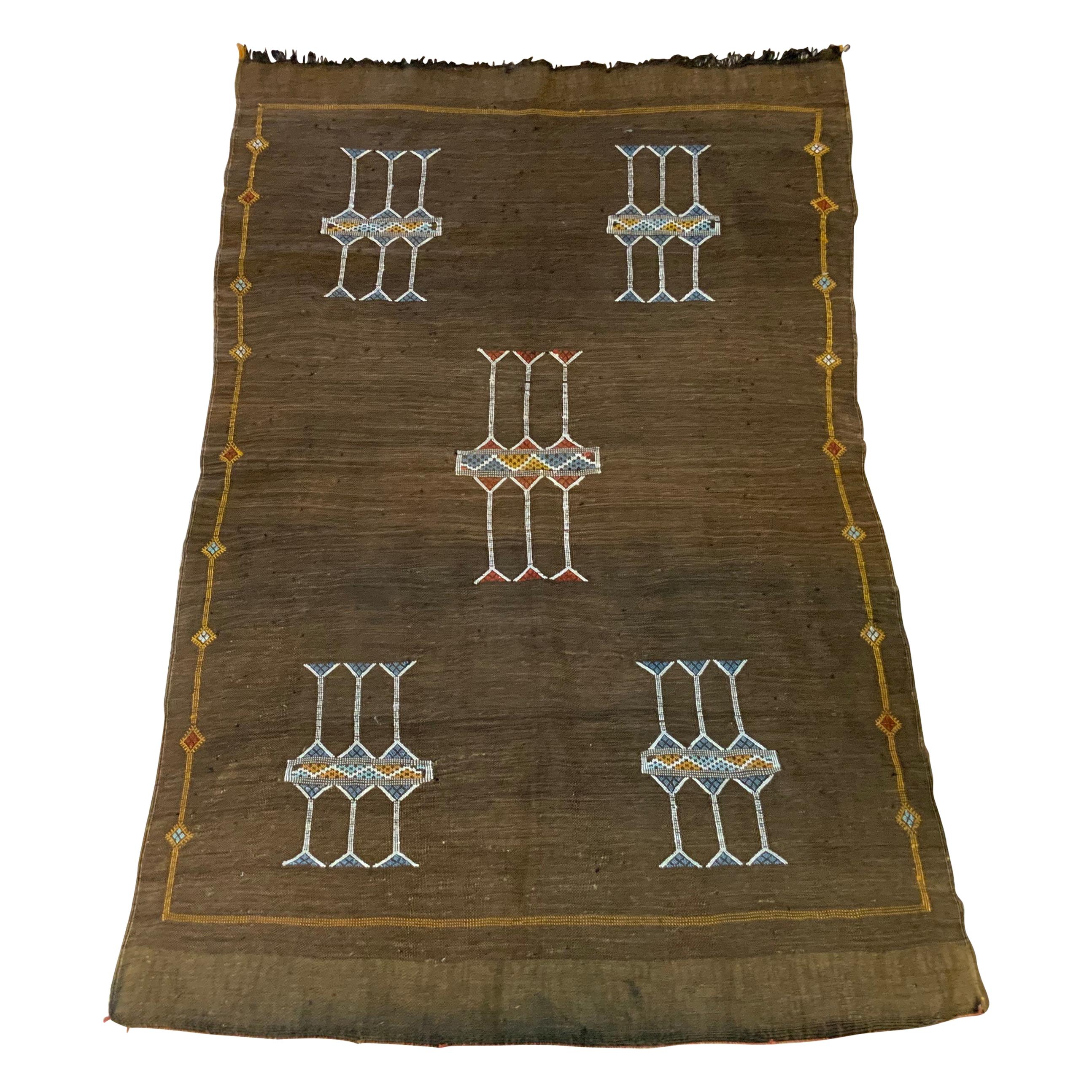 Moroccan Cactus Silk Flat-Weave Kilim Rug