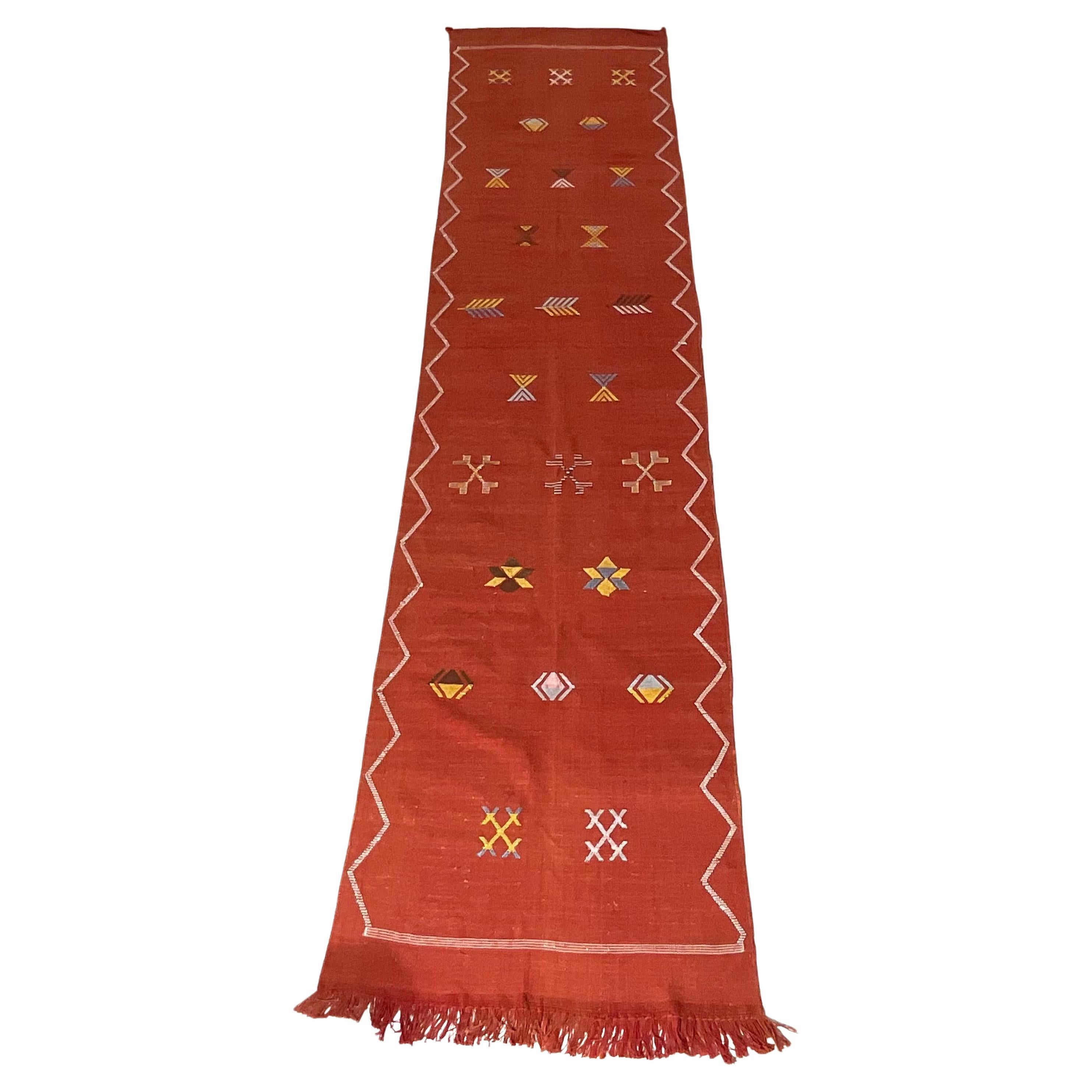 Moroccan Cactus Silk Flat-Weave Kilim Runner