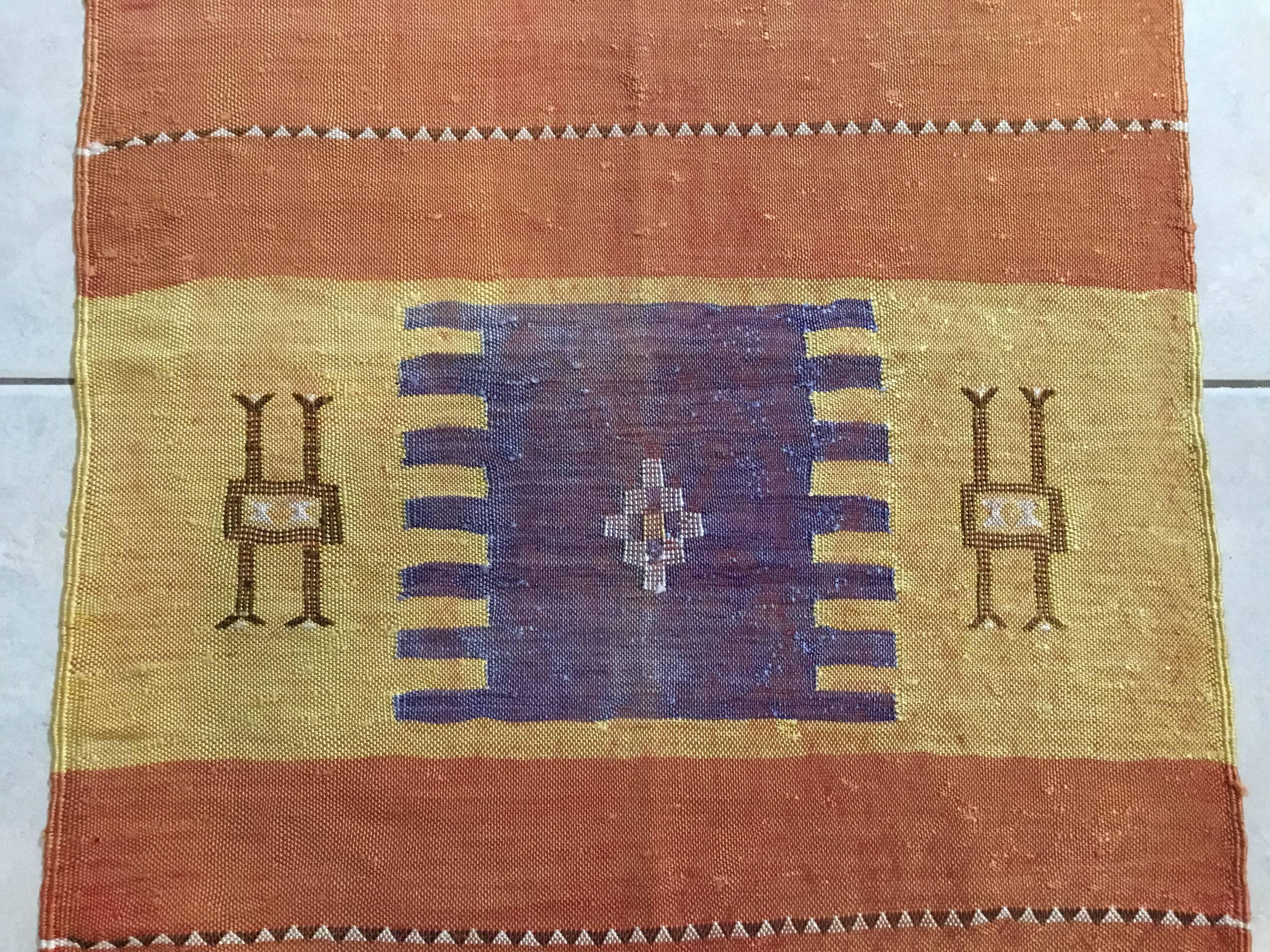 Moroccan Cactus Silk Flat-Weave Kilim Runner Rug 5