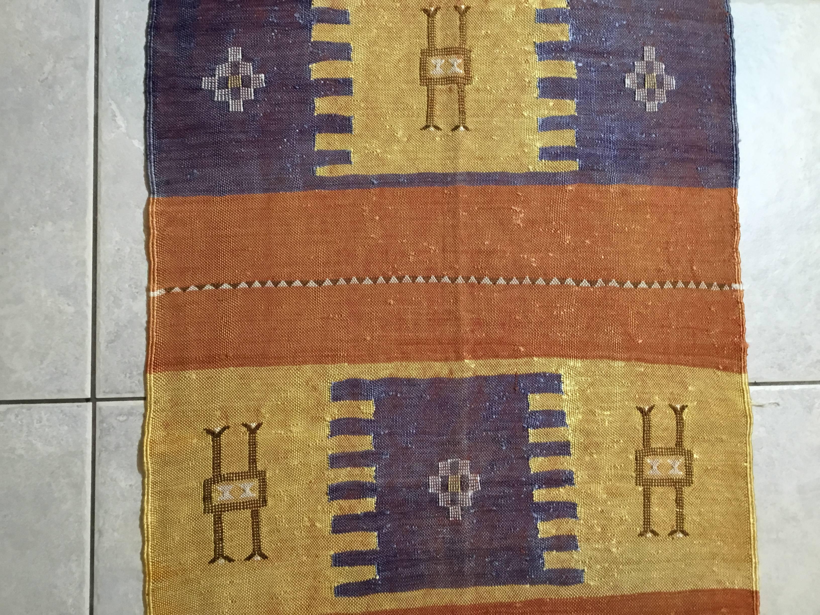 Moroccan Cactus Silk Flat-Weave Kilim Runner Rug 7