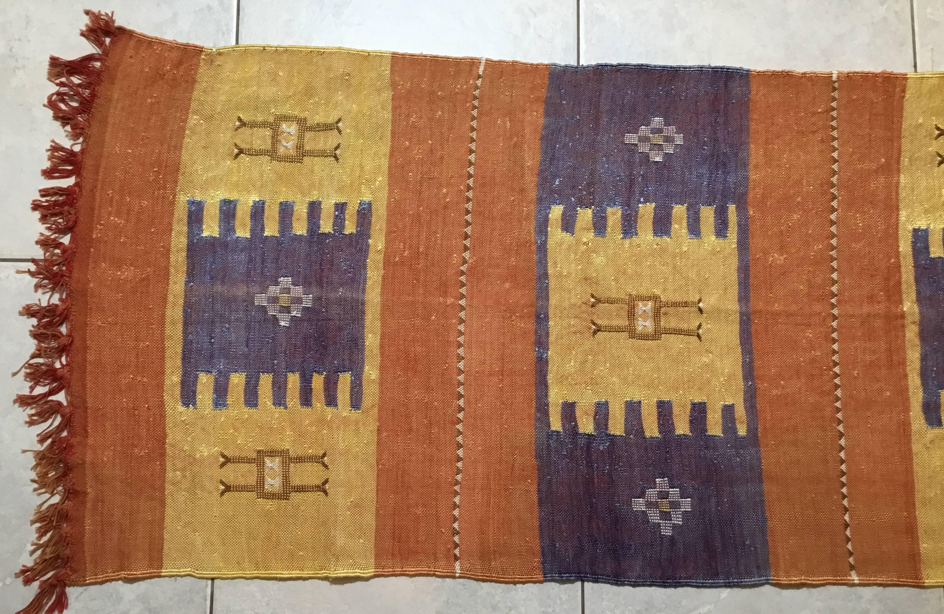 Moroccan Cactus Silk Flat-Weave Kilim Runner Rug 2