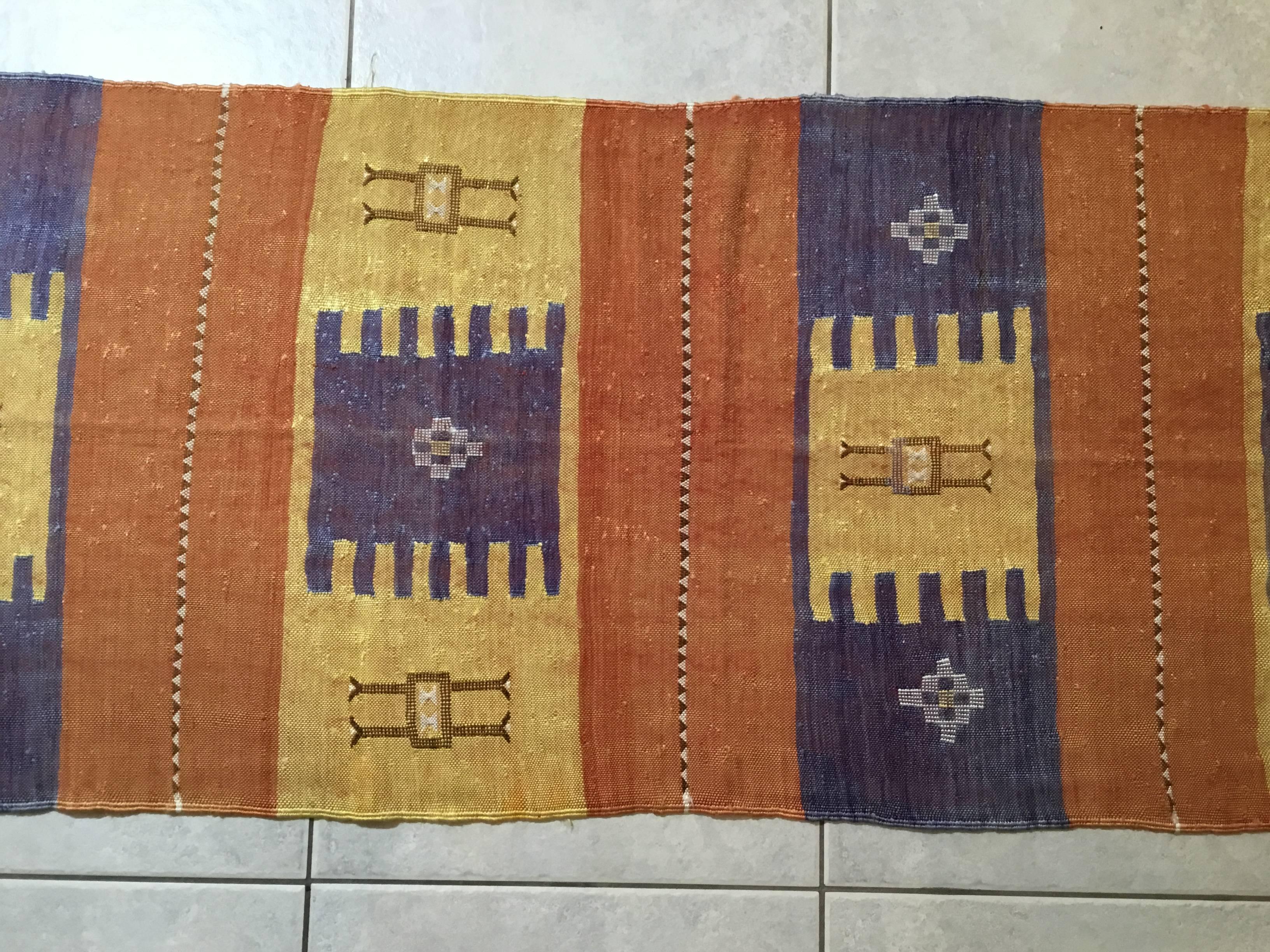 Moroccan Cactus Silk Flat-Weave Kilim Runner Rug 3