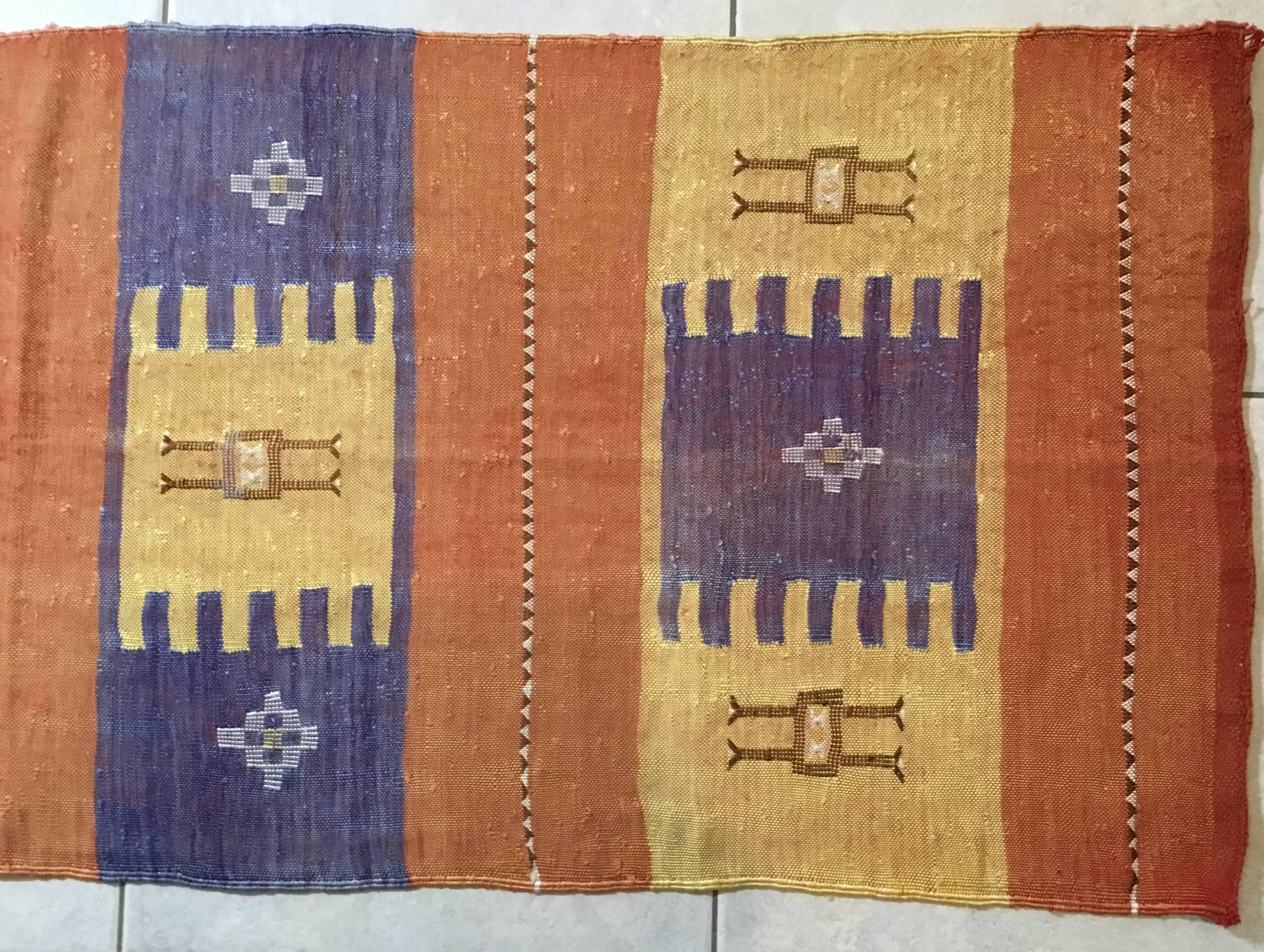 Moroccan Cactus Silk Flat-Weave Kilim Runner Rug 4