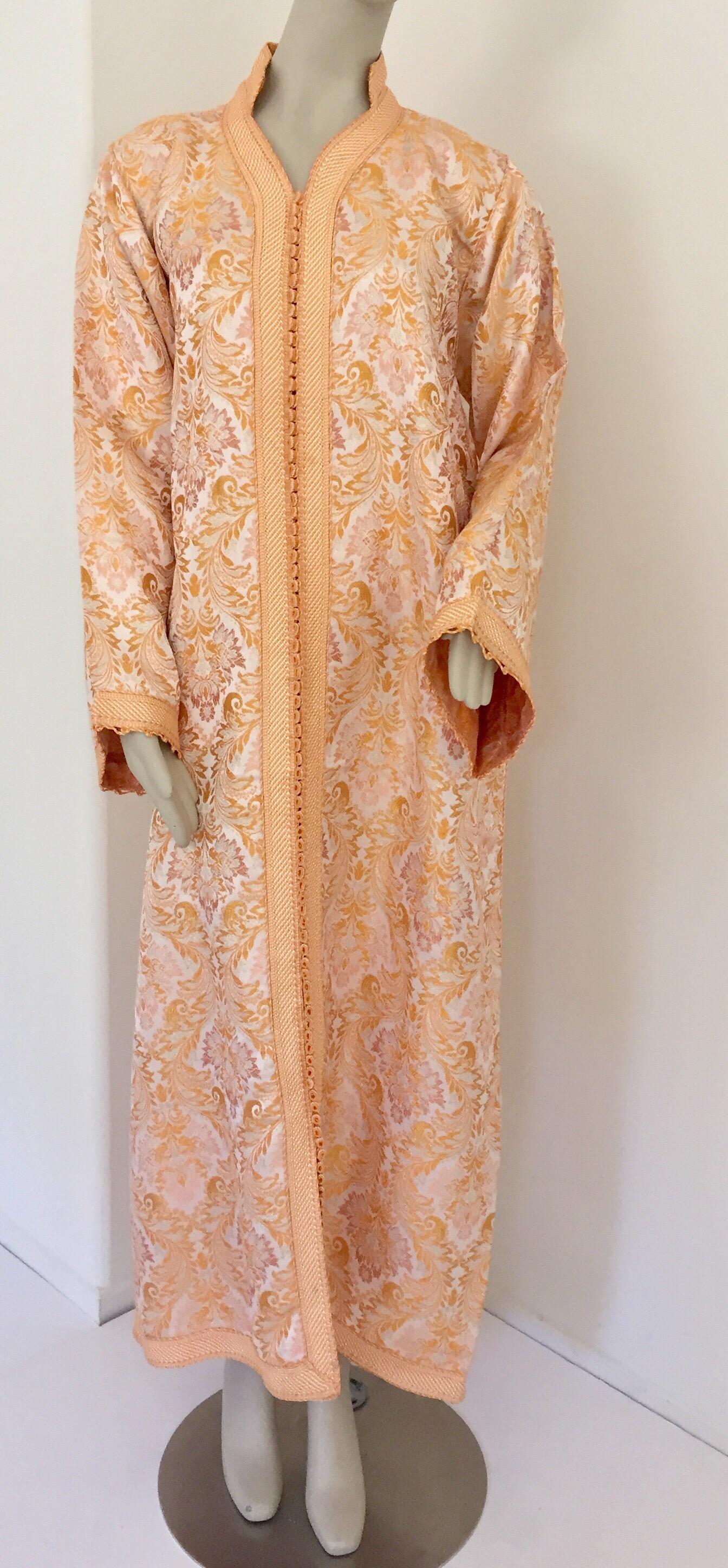 Hand-Crafted Moroccan Caftan in Gold Brocade
