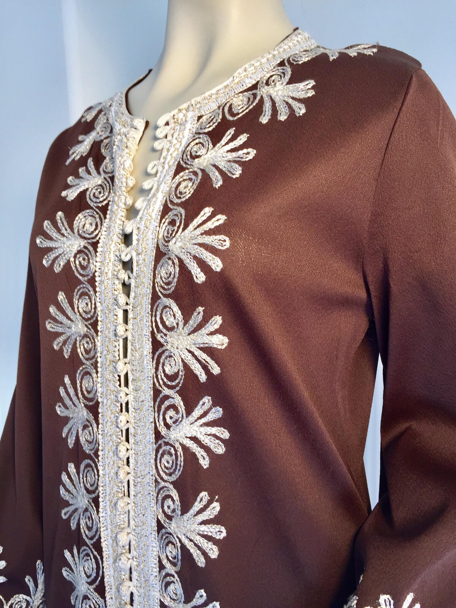 Fabric Moroccan Caftan, Maxi Dress Kaftan, 1970 Size Small