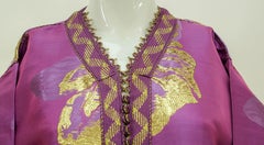 Moroccan Caftan Pink and Gold Damask Embroidered Vintage Kaftan 1960s