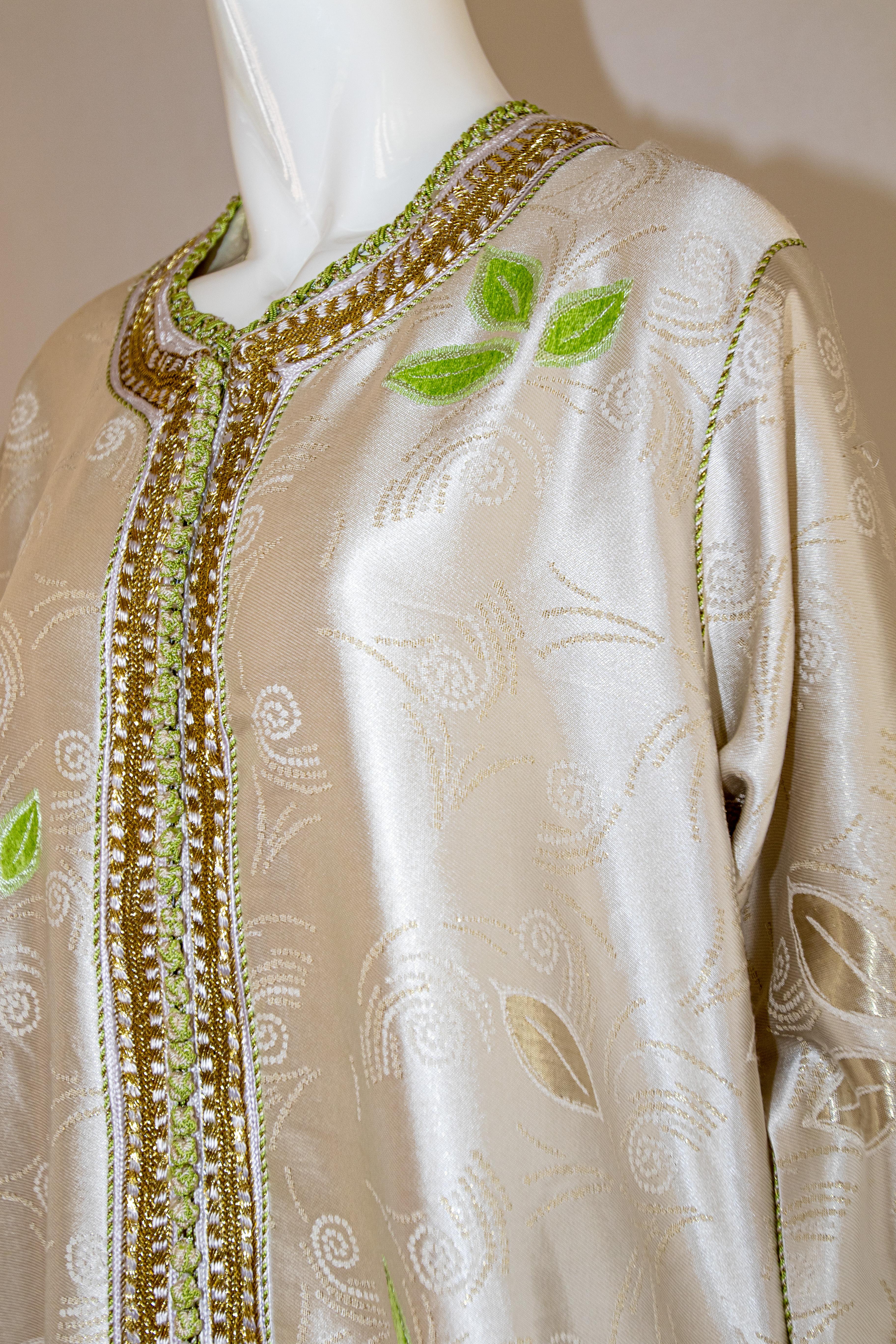 Moroccan Caftan, Silk Brocade Vintage Kaftan  For Sale 8