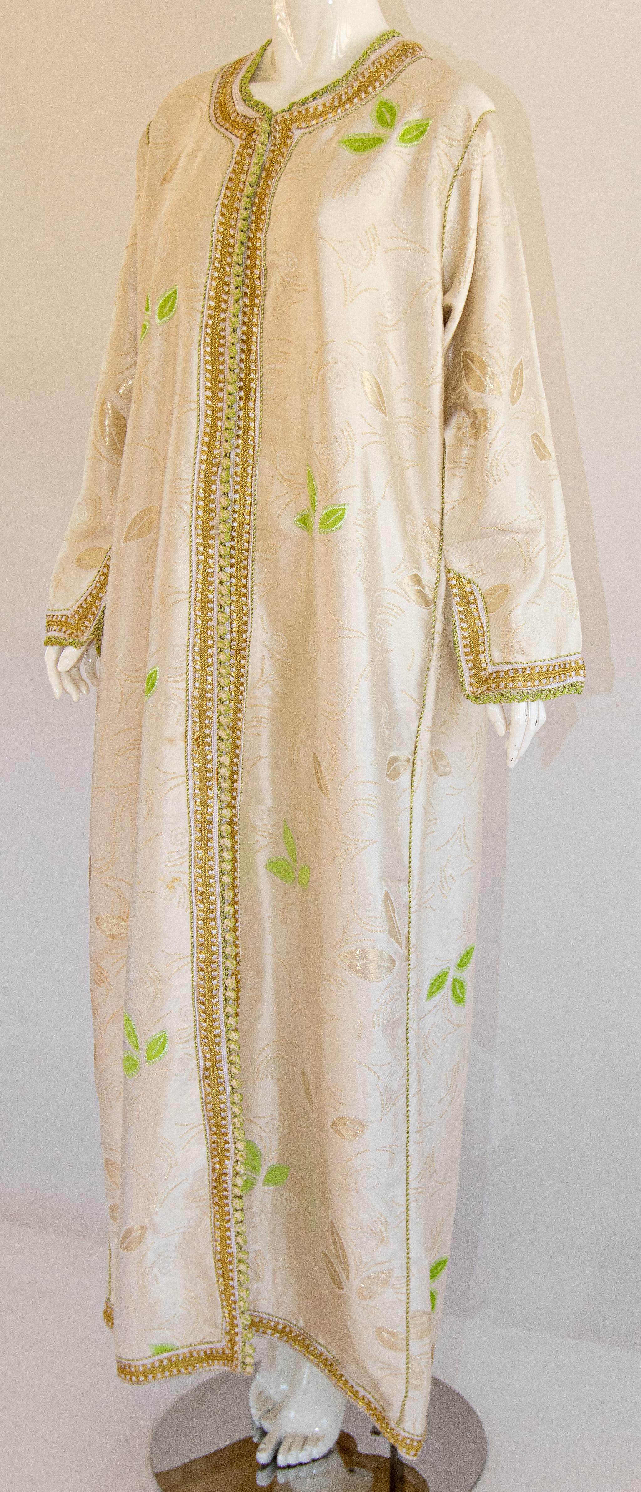 Women's or Men's Moroccan Caftan, Silk Brocade Vintage Kaftan  For Sale