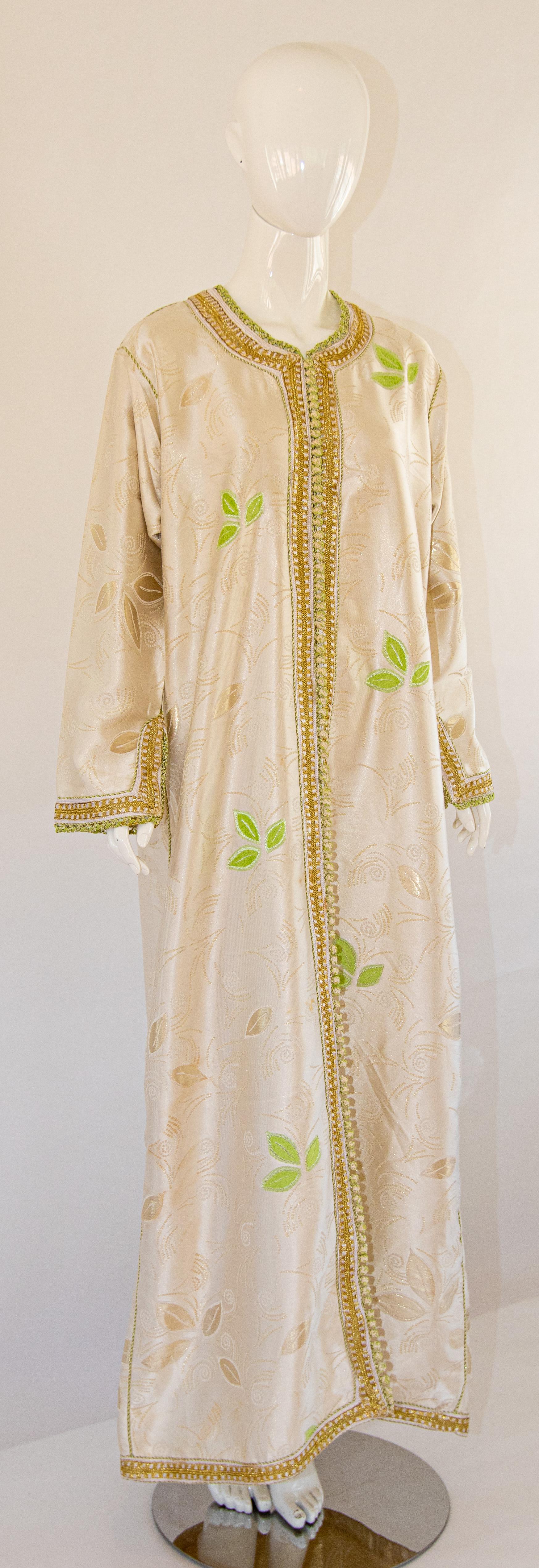 Moroccan Caftan, Silk Brocade Vintage Kaftan  For Sale 1