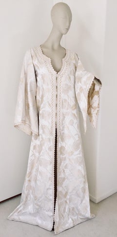 Moroccan Caftan White Ivory and Gold Brocade Kaftan