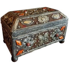 Moroccan Camel Bone and Leather Trunk, Small