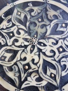 Moroccan Camel Bone and Metal Inlay End Table, Marrakech 1