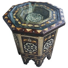 Moroccan Camel Bone and Metal Inlay End Table, Marrakech 1