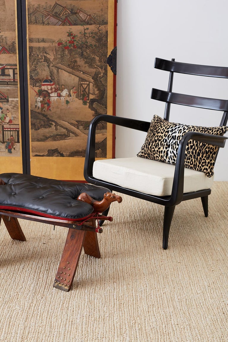 Moroccan Camel Saddle Stools with Tufted Leather Cushions at 1stDibs