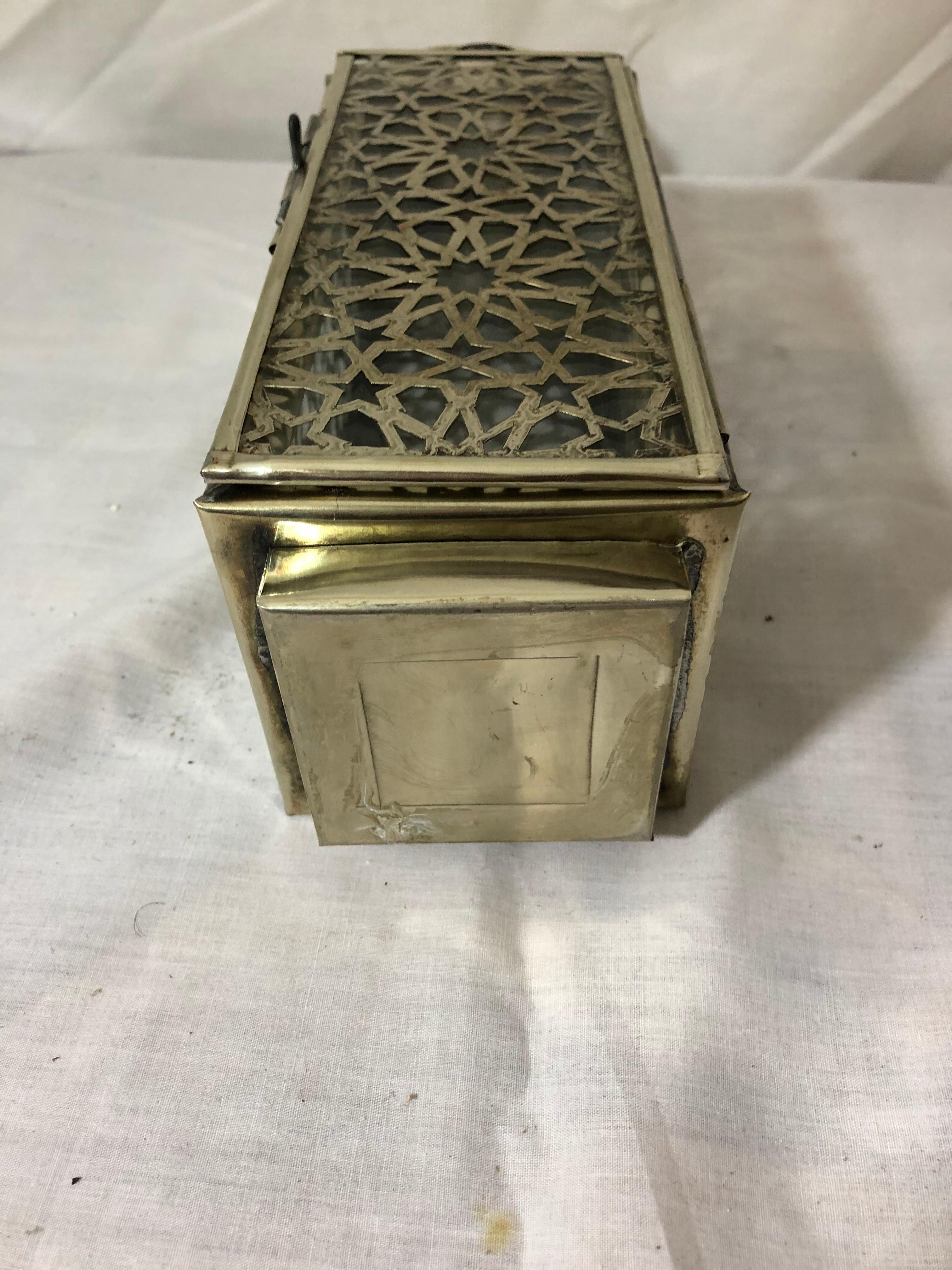 Moroccan Candle Lantern, Holder, White Brass in Arabesque Design, Set of Three 8