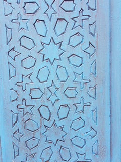 Moroccan Carved Cedar Wood Door-Double Panel Turquoise