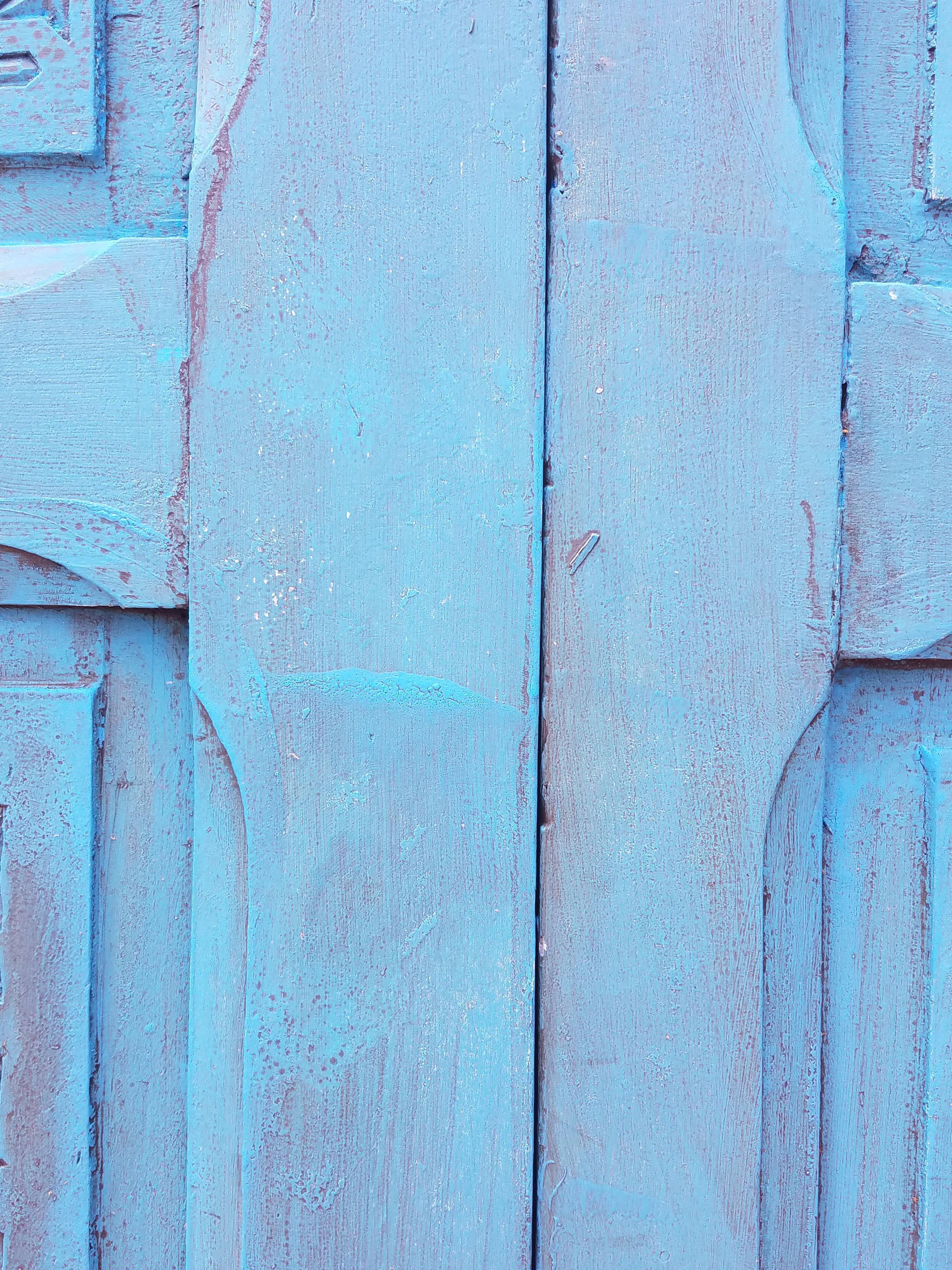 Moroccan Carved Cedar Wood Door-Double Panel Turquoise In Excellent Condition For Sale In Orlando, FL