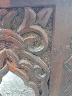 Moroccan Carved Wood Coffee Table, Long Hectagonal Shape