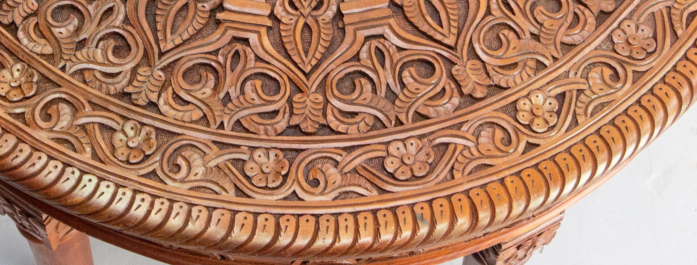 Moroccan Central or Coffee Atlas Cedar Table Hand Carved 20th Mid-Century For Sale 3