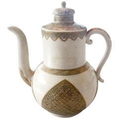 Antique Moroccan Ceramic and Gilded Teapot