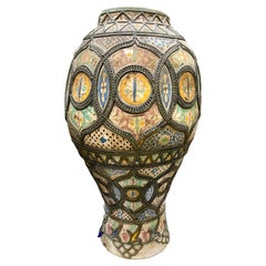 Moroccan Ceramic and Nickel Vase