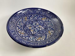 Marokkanischer blauer keramischer Teller, Fez, 1920er Jahre